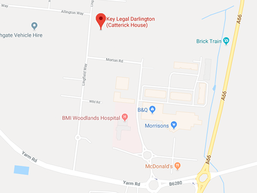 Google map displaying Key Legal Catterick House Darlington